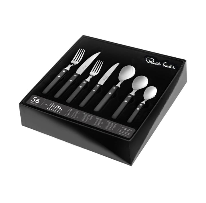 Trattoria cutlery set 56 pieces, Black Robert Welch