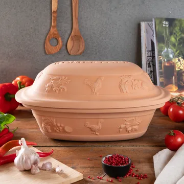 Rustic terracotta clay pot - 6 seater - Römertopf