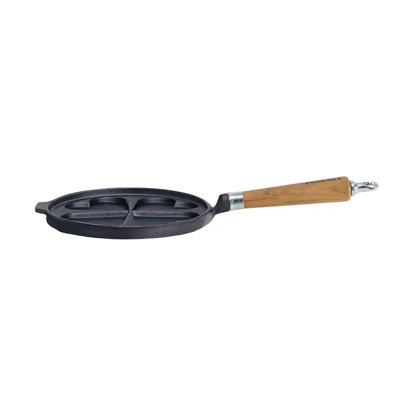 Maestro pancake pan, 4 hearts, Ø25 cm with oak handle Ronneby Bruk