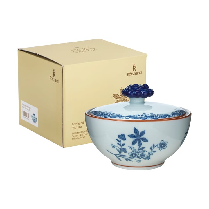 Ostindia bowl with lid 35 cl gift wrap, Blue-white Rörstrand