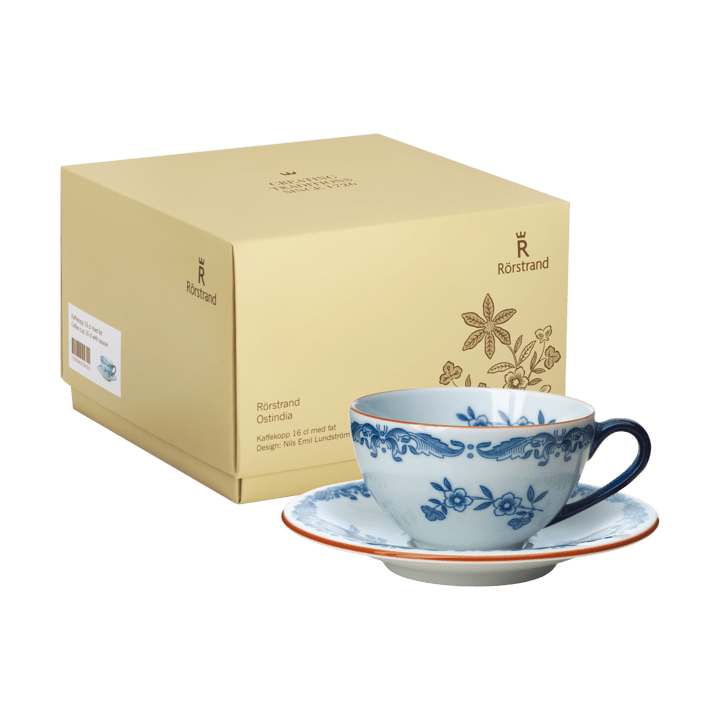 Ostindia cup with saucer 16 cl gift wrap, Blue-white Rörstrand
