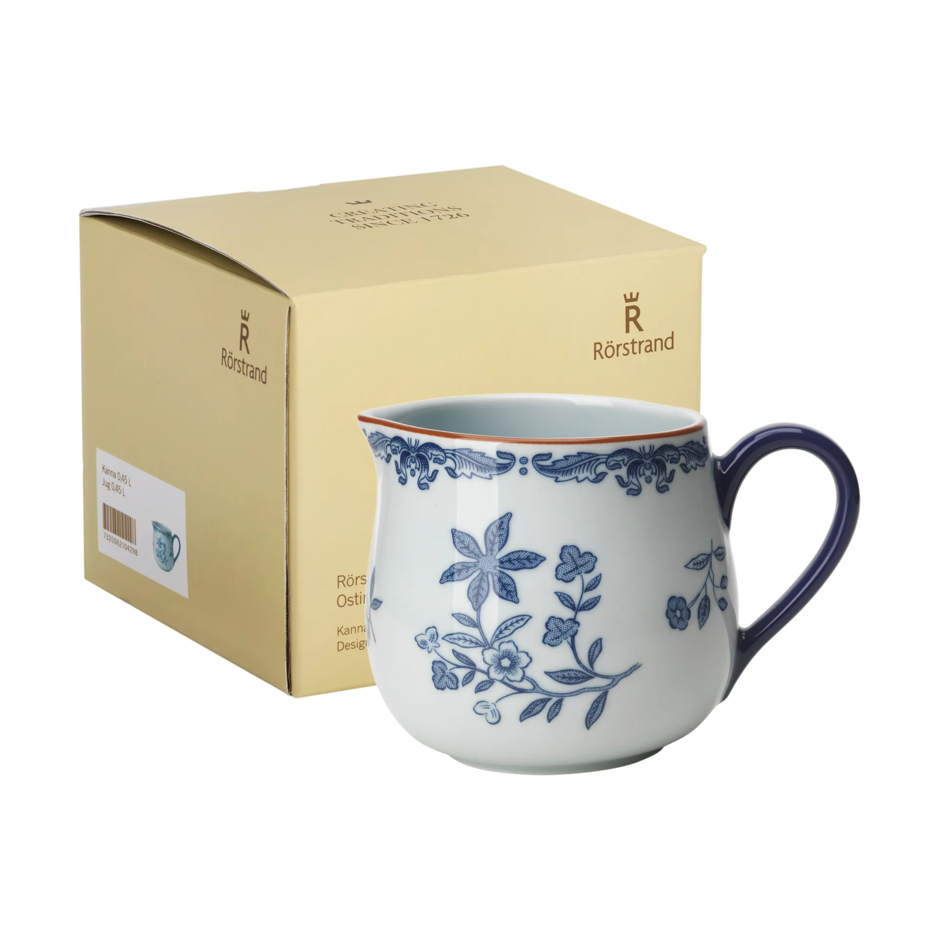 Ostindia jug 45 cl gift wrap, Blue-white Rörstrand
