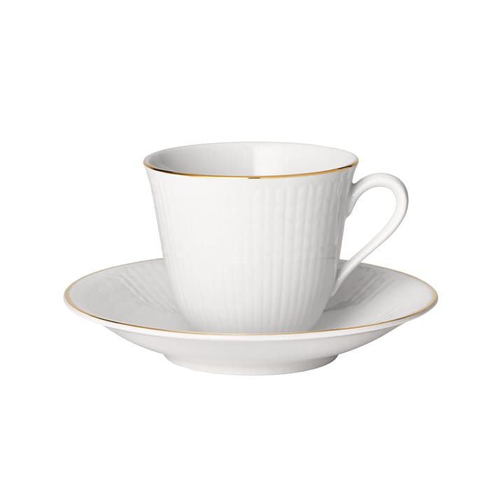 Swedish Grace Gala coffee cup with saucer, white Rörstrand