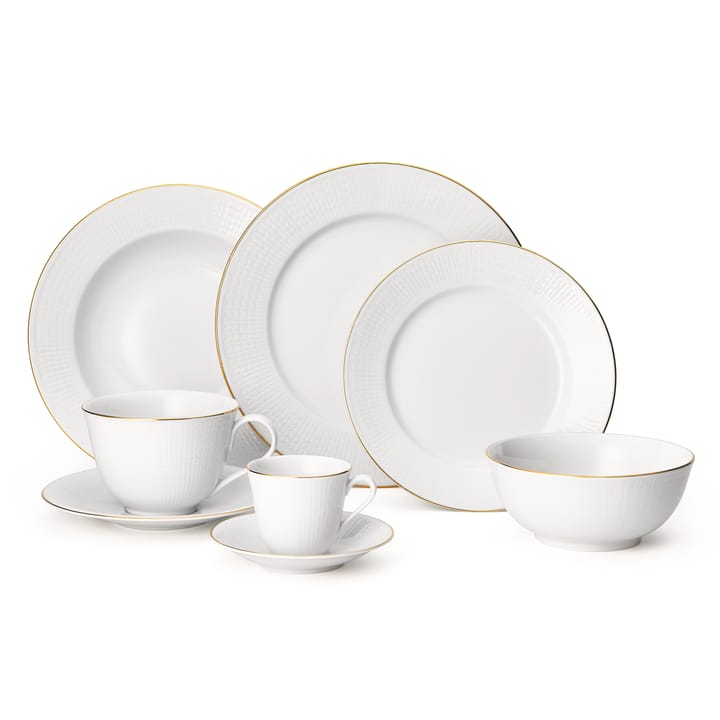 Swedish Grace Gala coffee cup with saucer, white Rörstrand