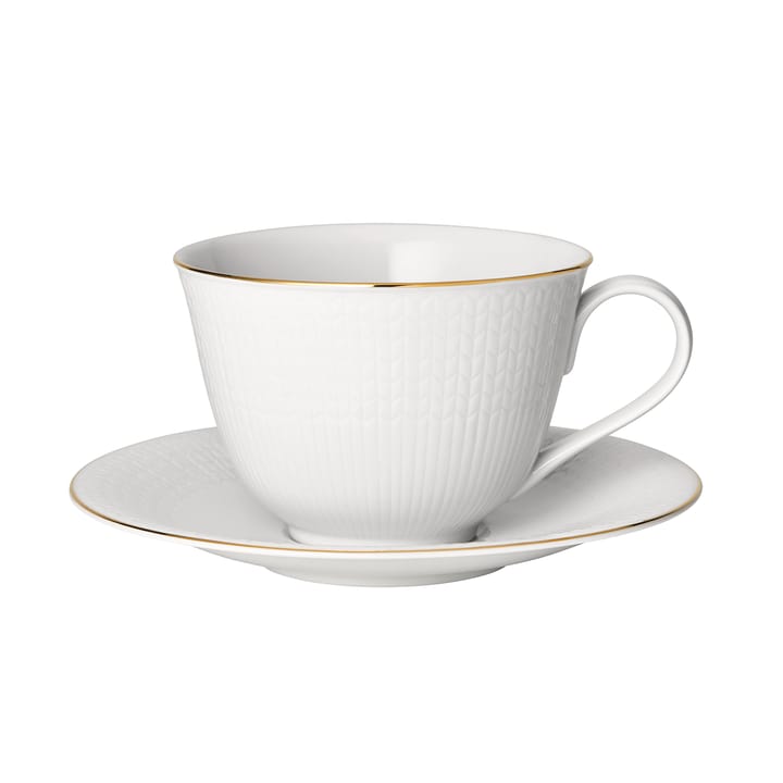 Swedish Grace Gala teacup with saucer, white Rörstrand