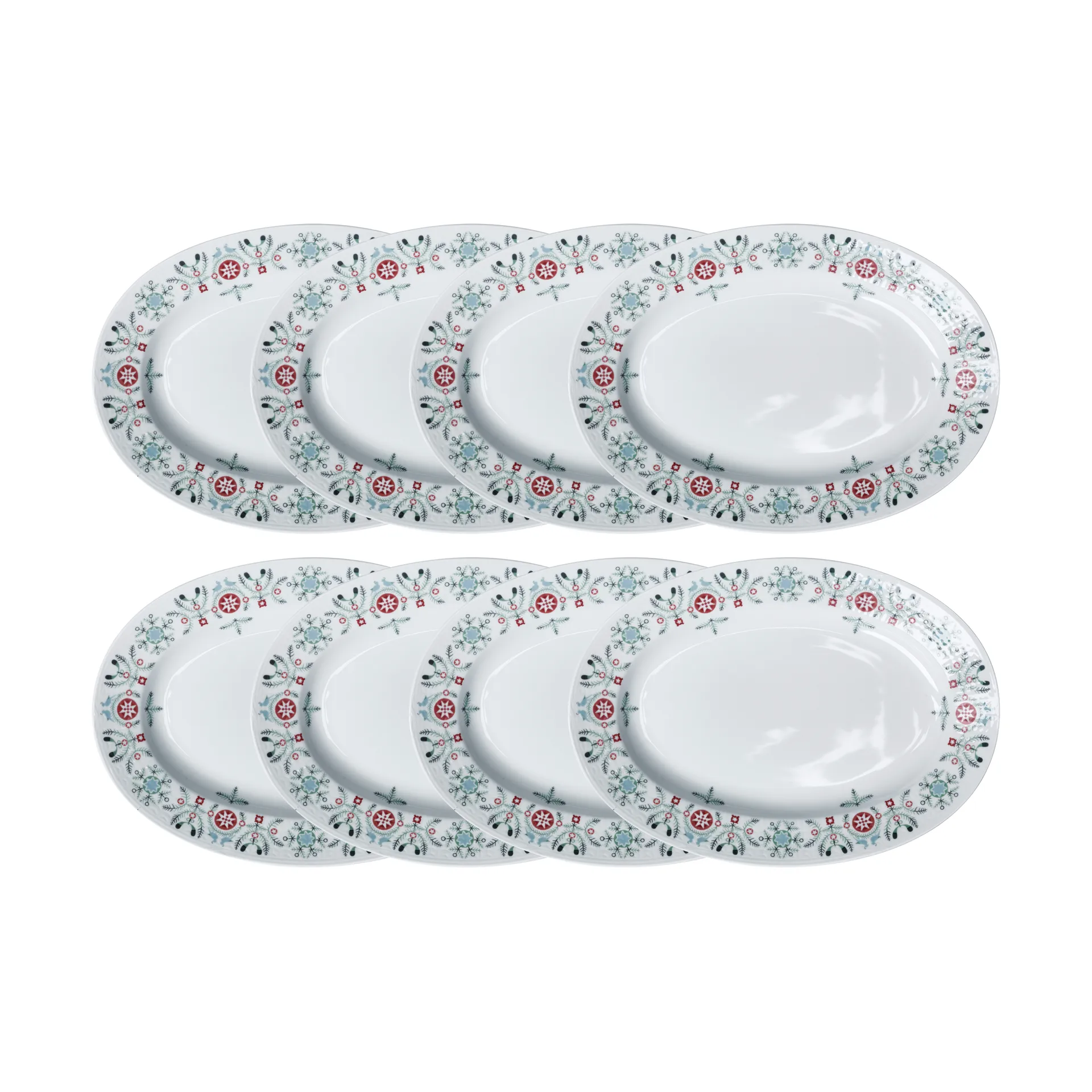 Swedish Grace Winter plate oval 8-pack - White Rörstrand