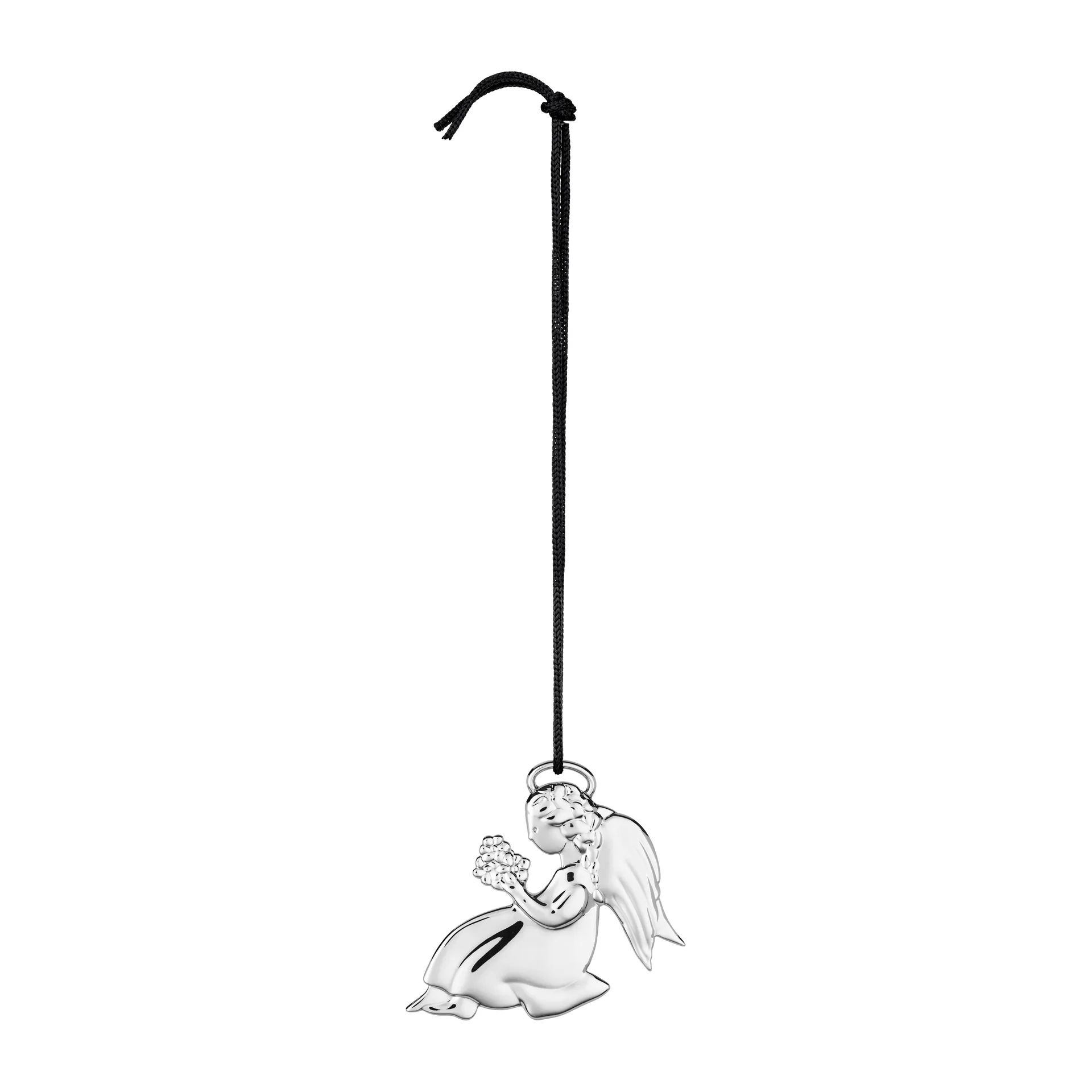 Karen Blixen angel with flower hanging Christmas decoration 7.5 cm, Silver plated Rosendahl