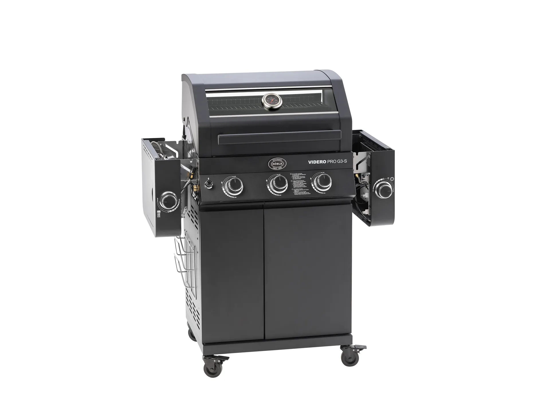 Videro PRO G3-S Vario+ gas grill, Matte black Rösle