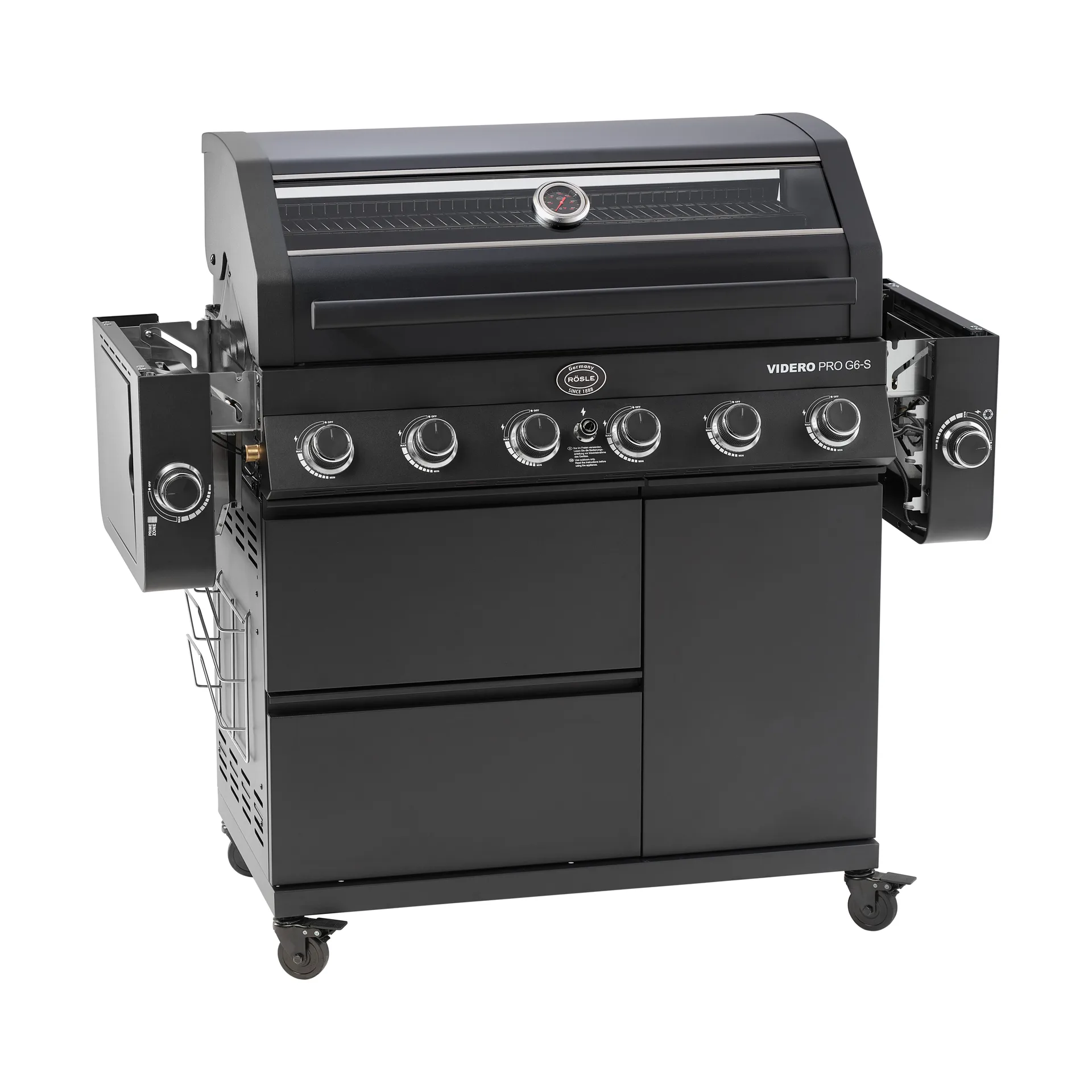 Videro PRO G6-S Vario+ gas grill, Matte black Rösle