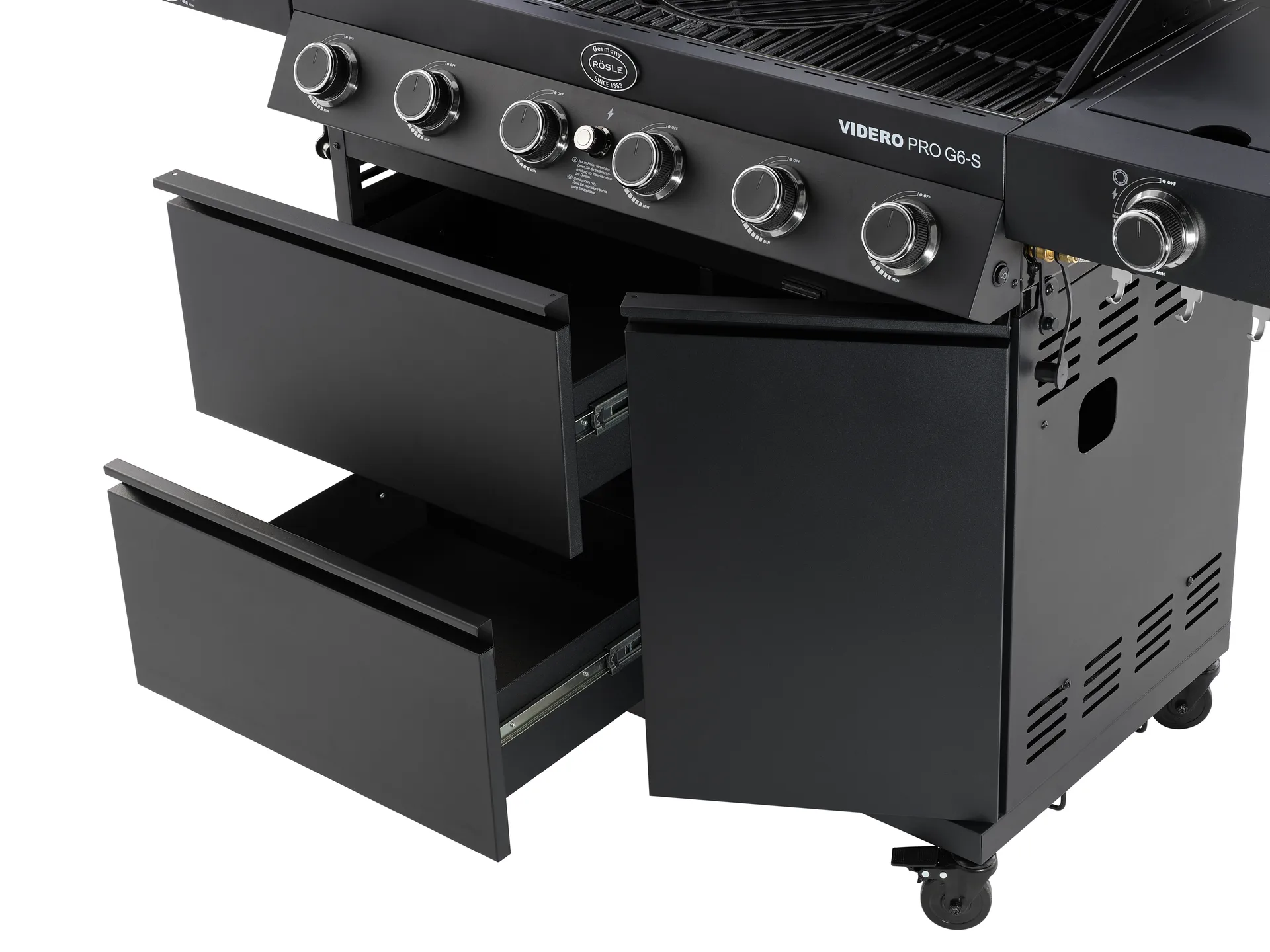 Videro PRO G6-S Vario+ gas grill, Matte black Rösle