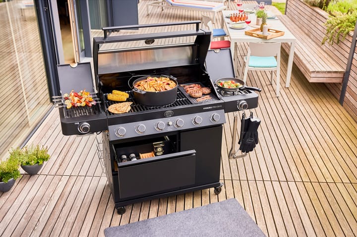 Videro PRO G6-S Vario+ gas grill, Matte black Rösle