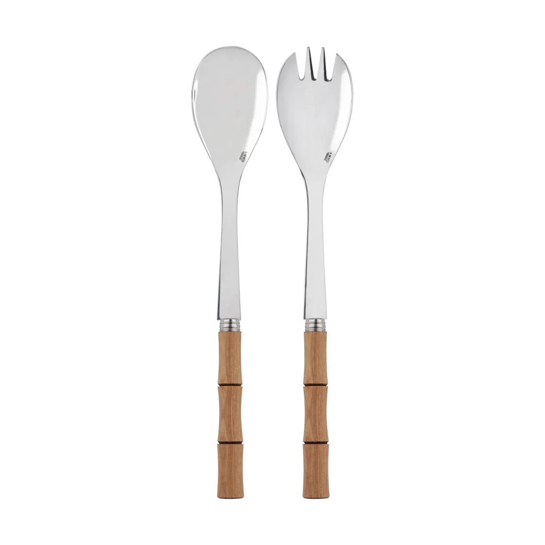 Bamboo shape salad servers, 2 pieces, Light wood laminated SABRE Paris