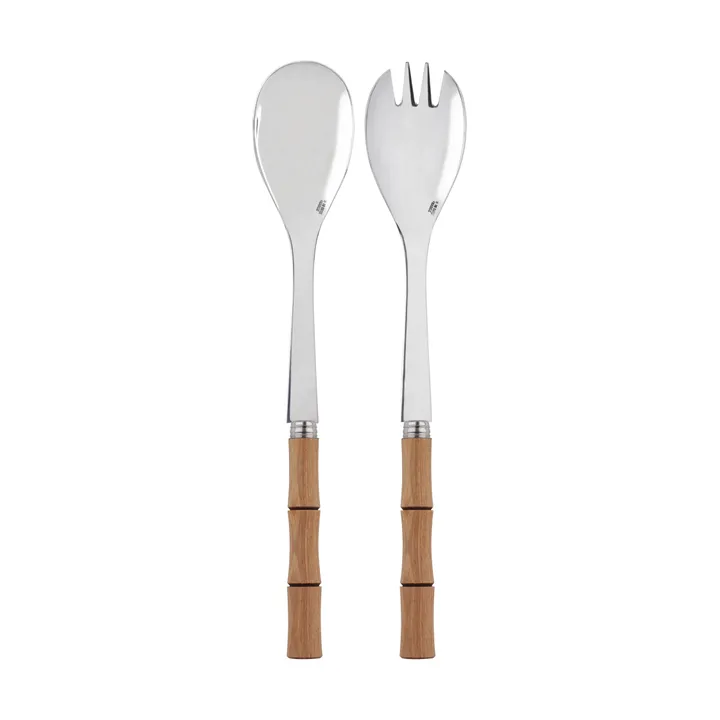 Bamboo shape salad servers, 2 pieces - Light wood laminated - SABRE Paris