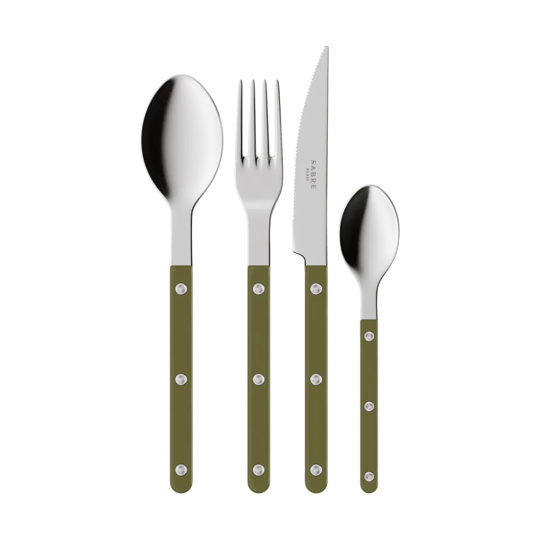 Bistrot solid cutlery set 4 pieces, Green fern SABRE Paris
