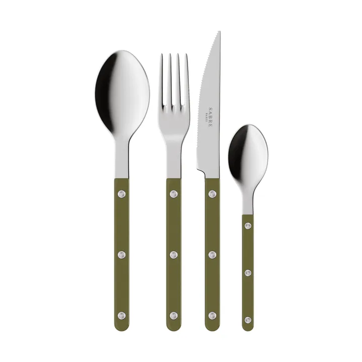 Bistrot solid cutlery set 4 pieces - Green fern - SABRE Paris