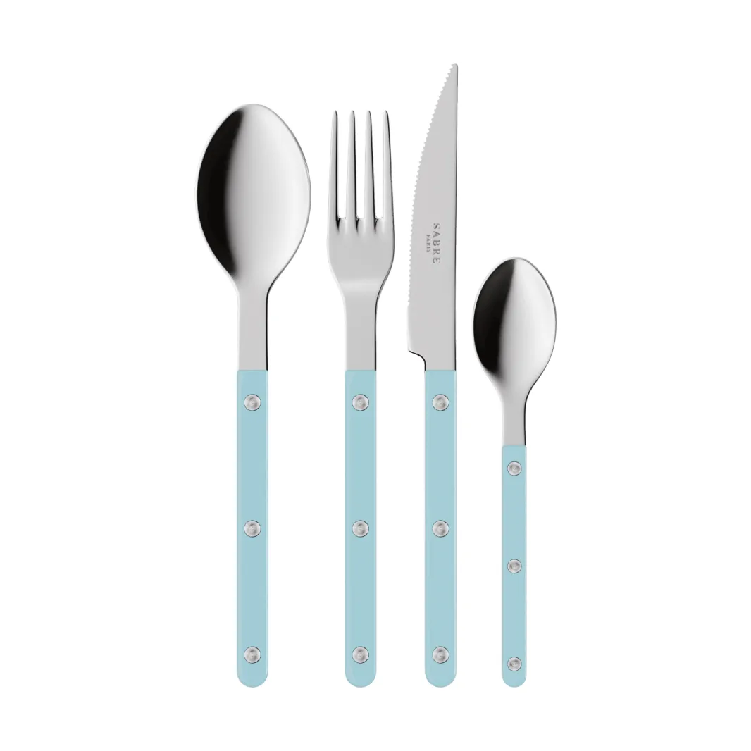 Bistrot solid cutlery set 4 pieces, Pastel blue SABRE Paris