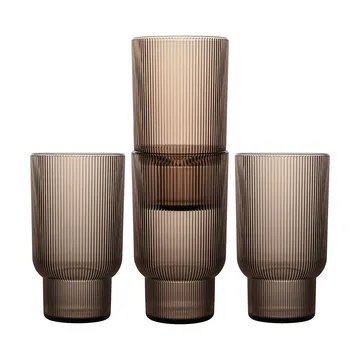 Billi drinking glass 43 cl 4-pack - Brown - Sagaform