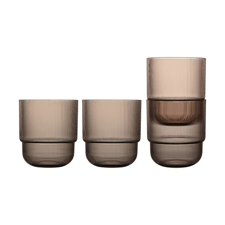 Billi water glass 40 cl 4-pack - Brown - Sagaform
