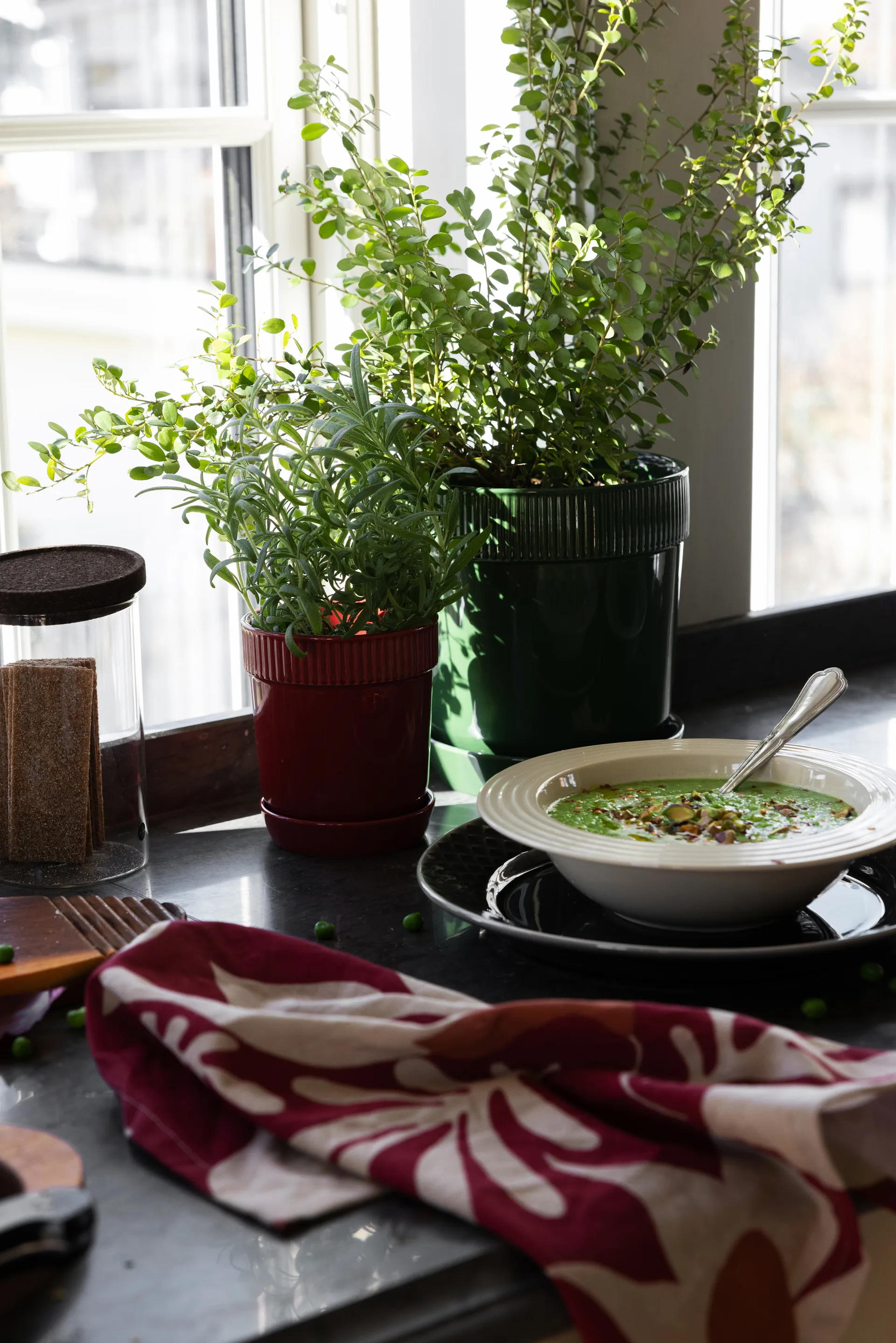 Edith kitchen towel 50x70 cm 2-pack, Wine red Sagaform