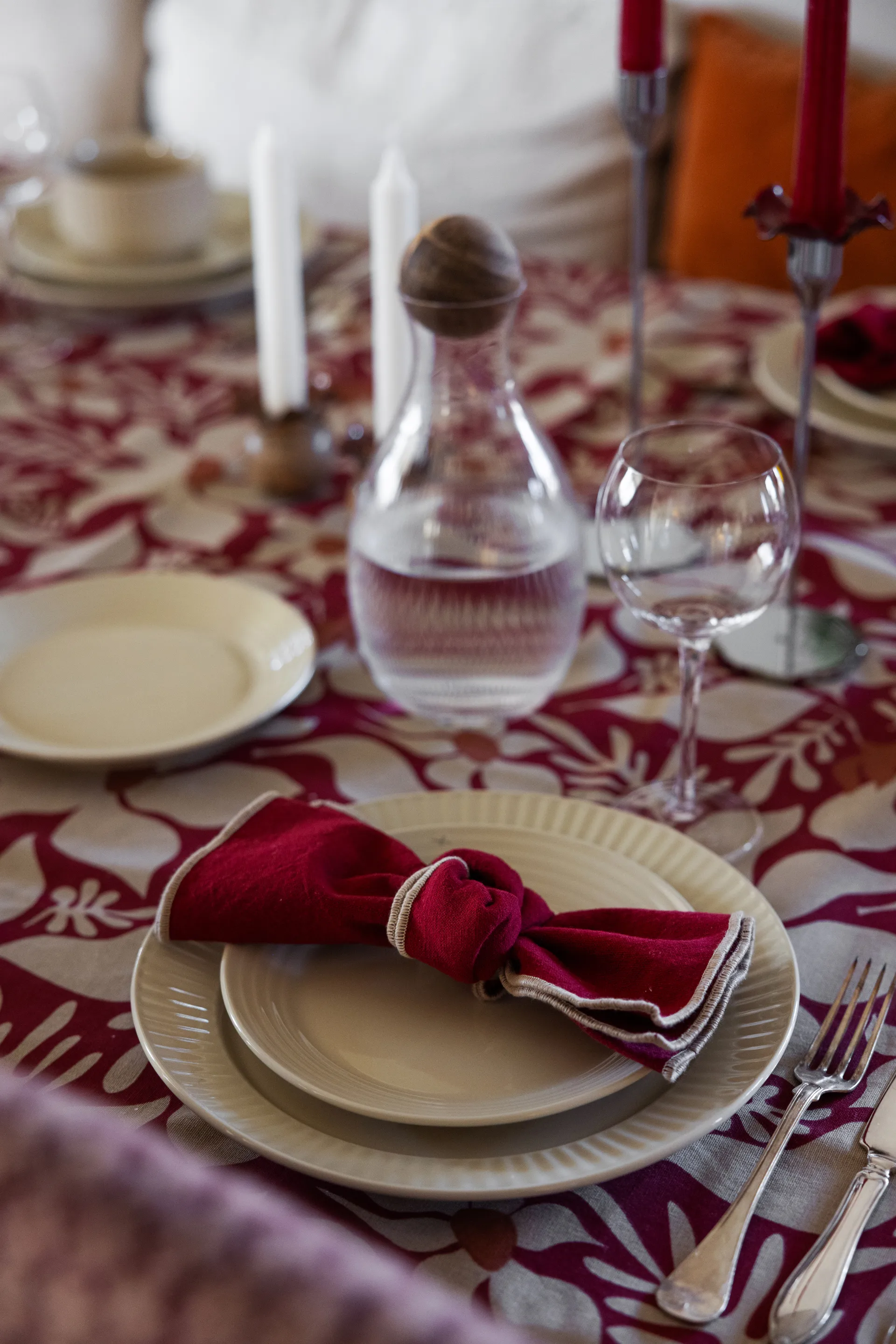 Edith napkin 45x45 cm 2-pack, Wine red Sagaform