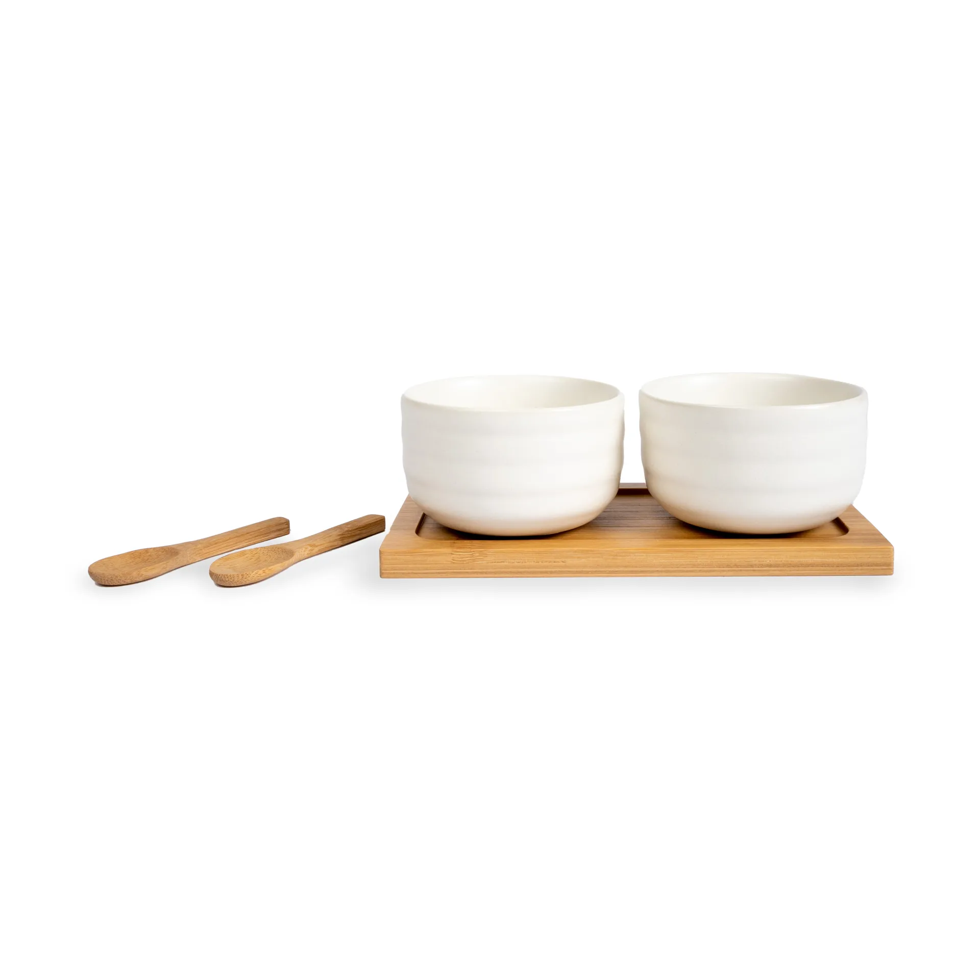 Ellen bowl set with spoon 17 cl, Bone white/brown Sagaform