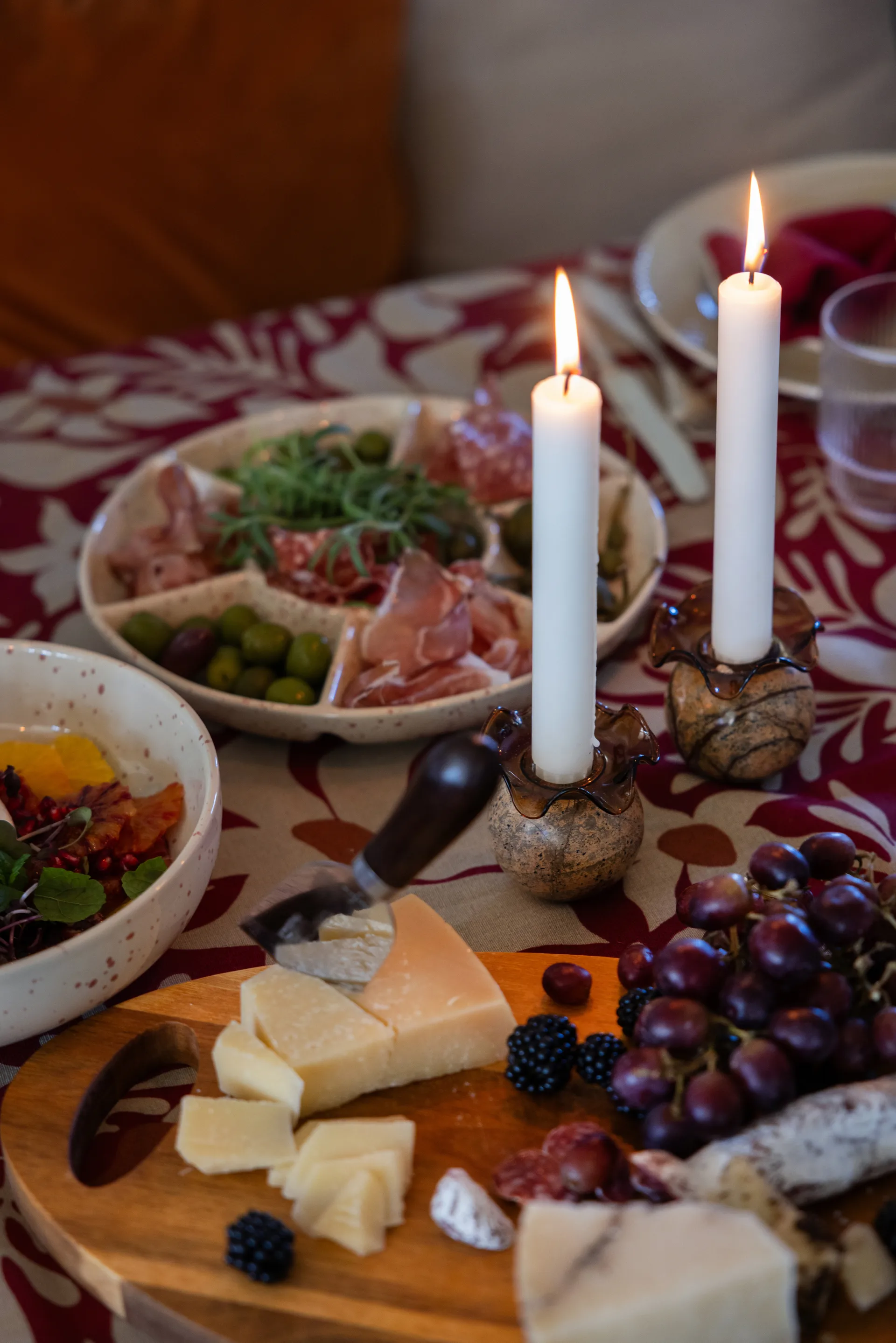 Stone candle holder Ø6 cm, Brown forest marble Sagaform