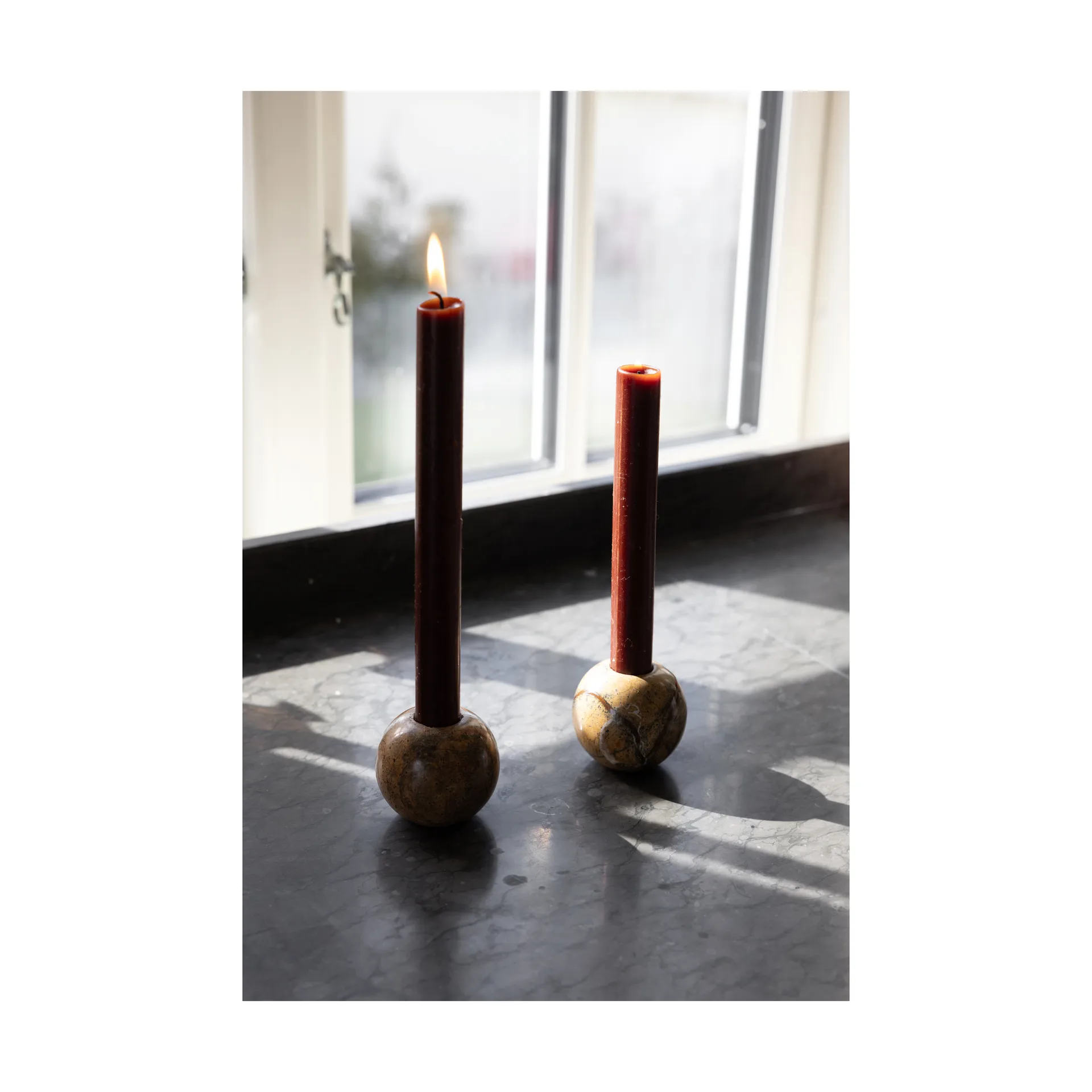 Stone candle holder Ø6 cm, Brown forest marble Sagaform