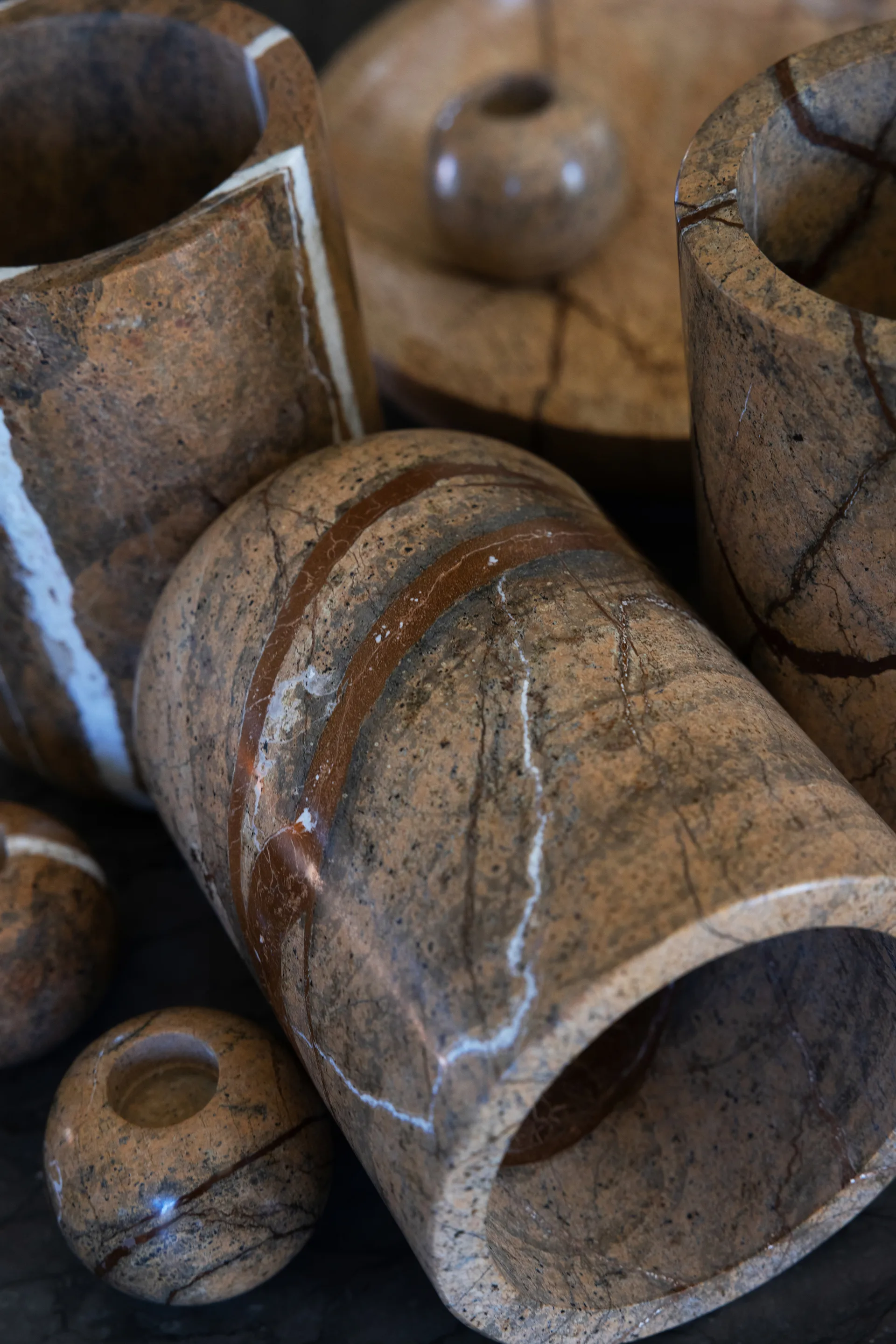 Stone candle holder Ø6 cm, Brown forest marble Sagaform