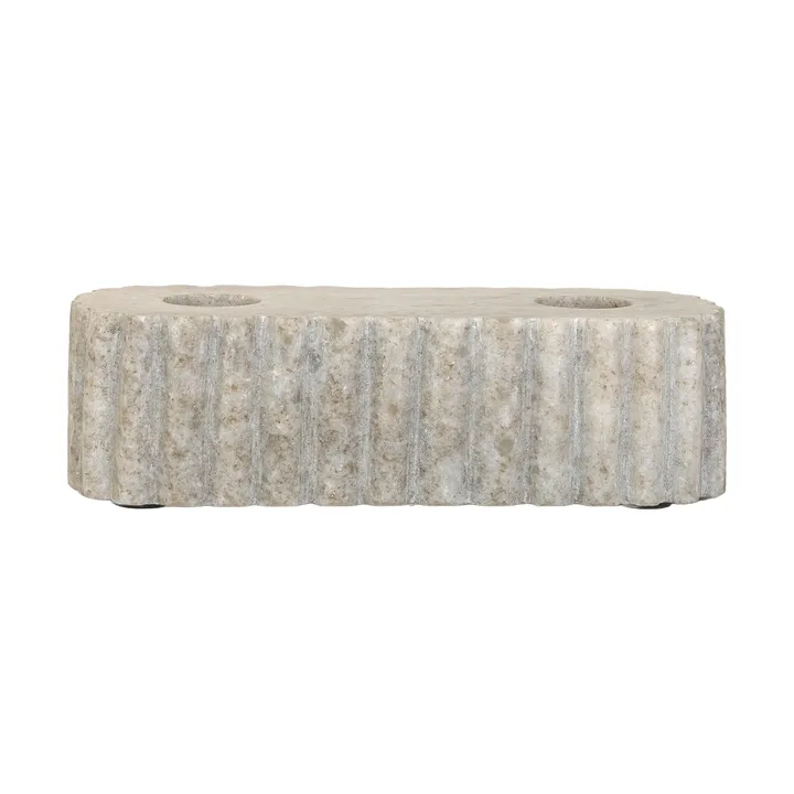 Stone candleholder for two candles - Travertine marble, 15x6x4 cm - Sagaform