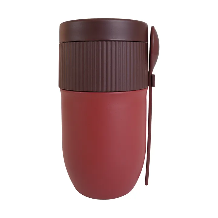 Ted food thermos yoghurt mug with spoon - Wine red Pantone 7624C, 32 cl - Sagaform