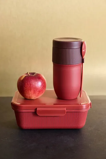 Ted food thermos yoghurt mug with spoon - Wine red Pantone 7624C, 32 cl - Sagaform