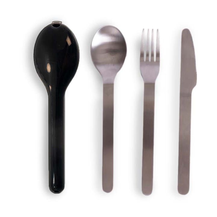 To Go cutlery 4 pieces, Black-silver Sagaform