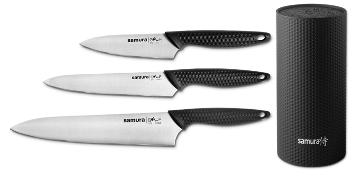Golf knife set 4 pieces, Black Samura