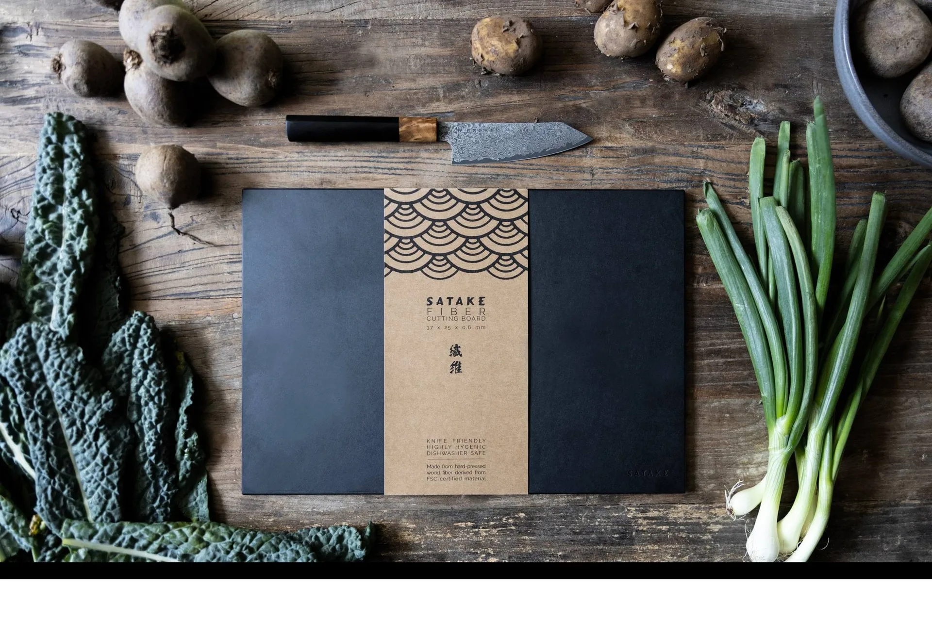 Satake chopping board wood and paper, 37x25.5x0.6 cm Satake