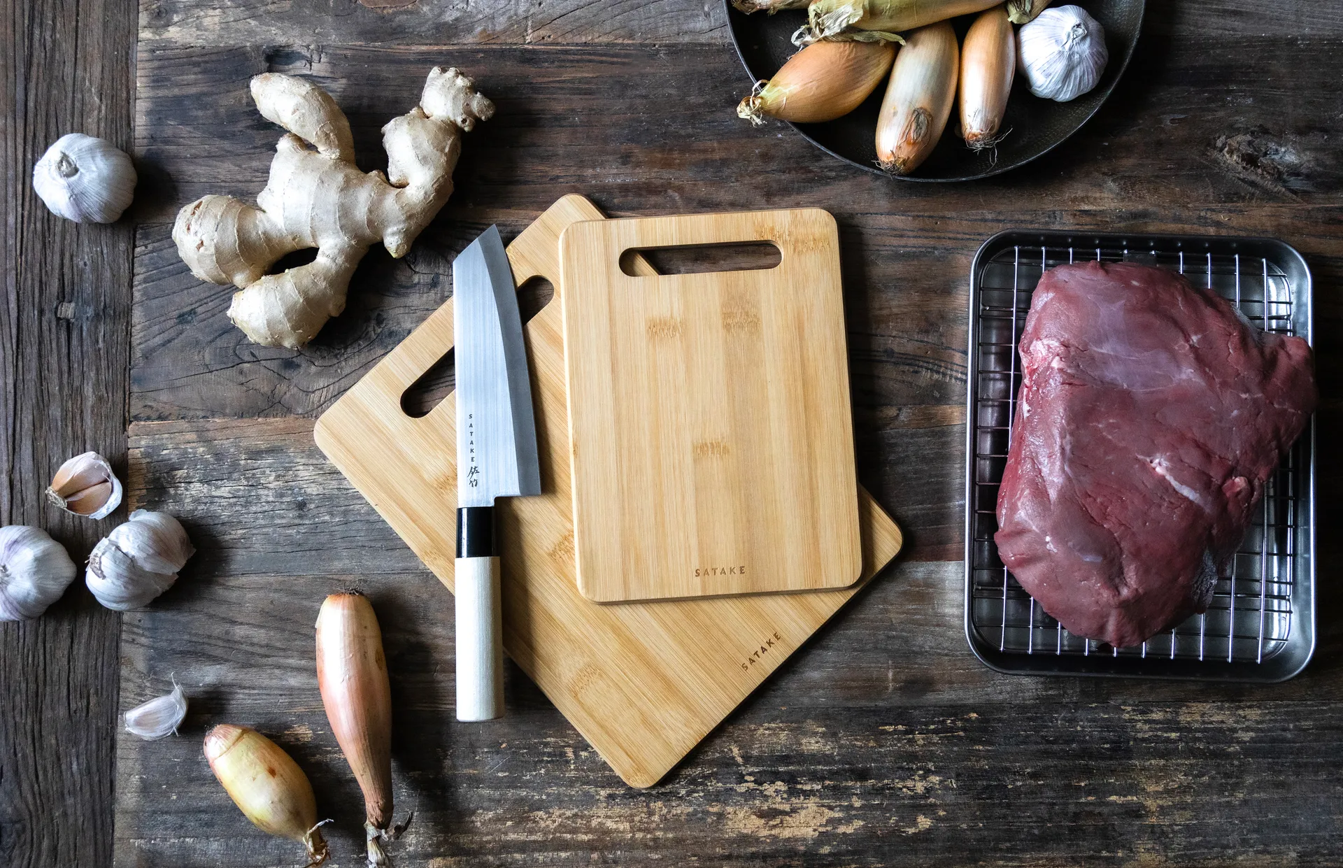 Satake cutting board, Bamboo, 2 pieces Satake