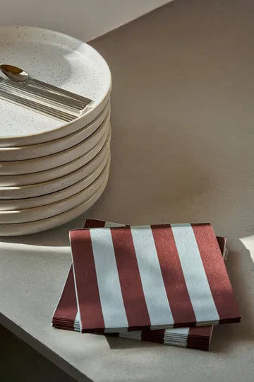 Bold Stripe paper napkin - Wine red-blue, 20-pack, 33x33 cm - Scandi Essentials