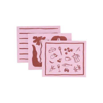 Daily patterned dishcloth - Pink, 3-pack - Scandi Essentials