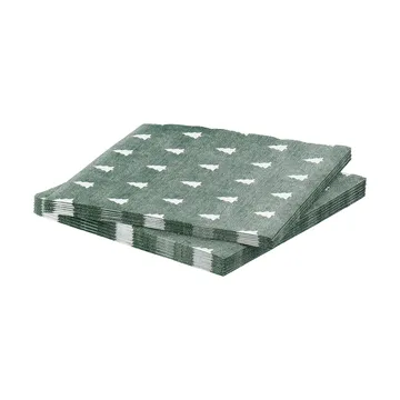 Linen trees serviette 33x33 cm 20-pack - Green-white - Scandi Essentials