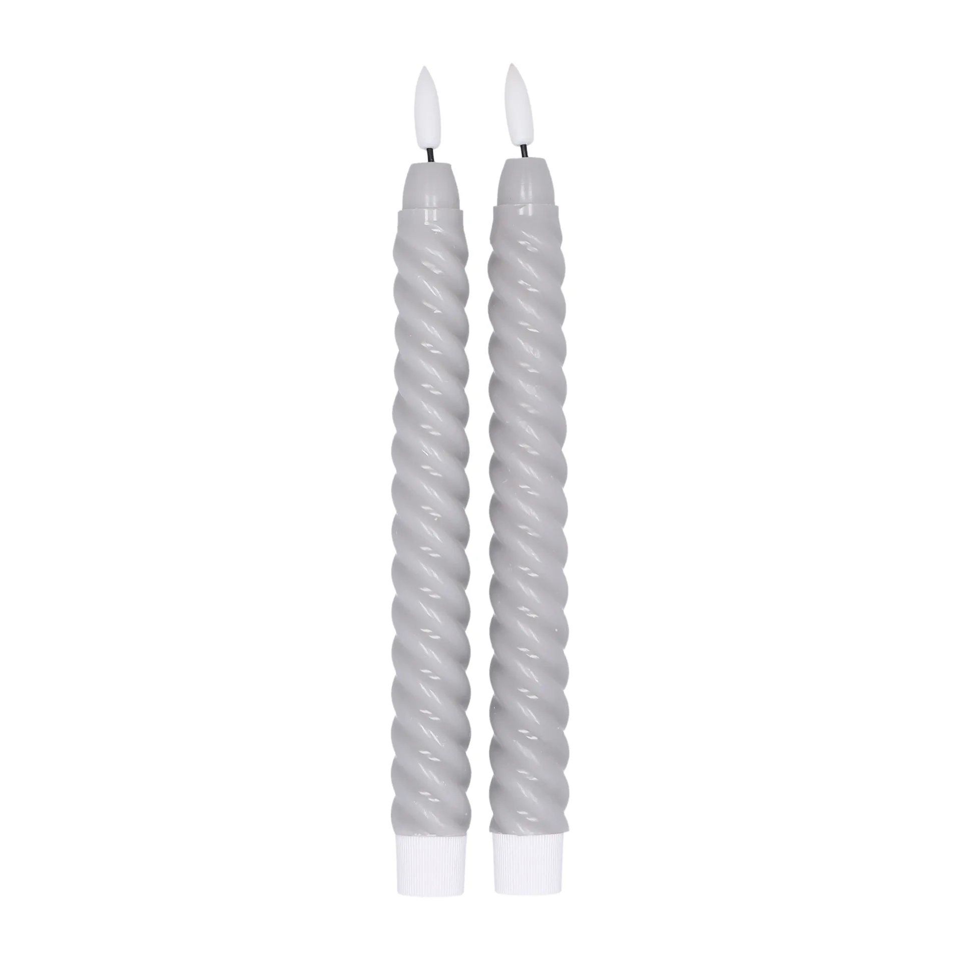 Twisted LED-candle 25 cm 2-pack, grey Scandi Essentials