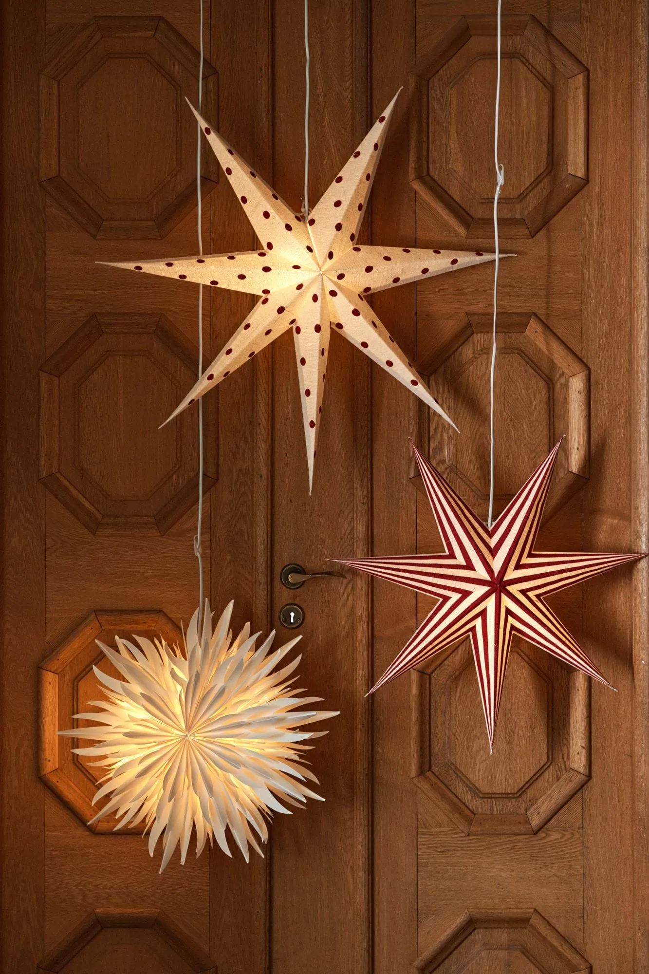 Bare advent star white-red stripes, 60 cm Scandi Living