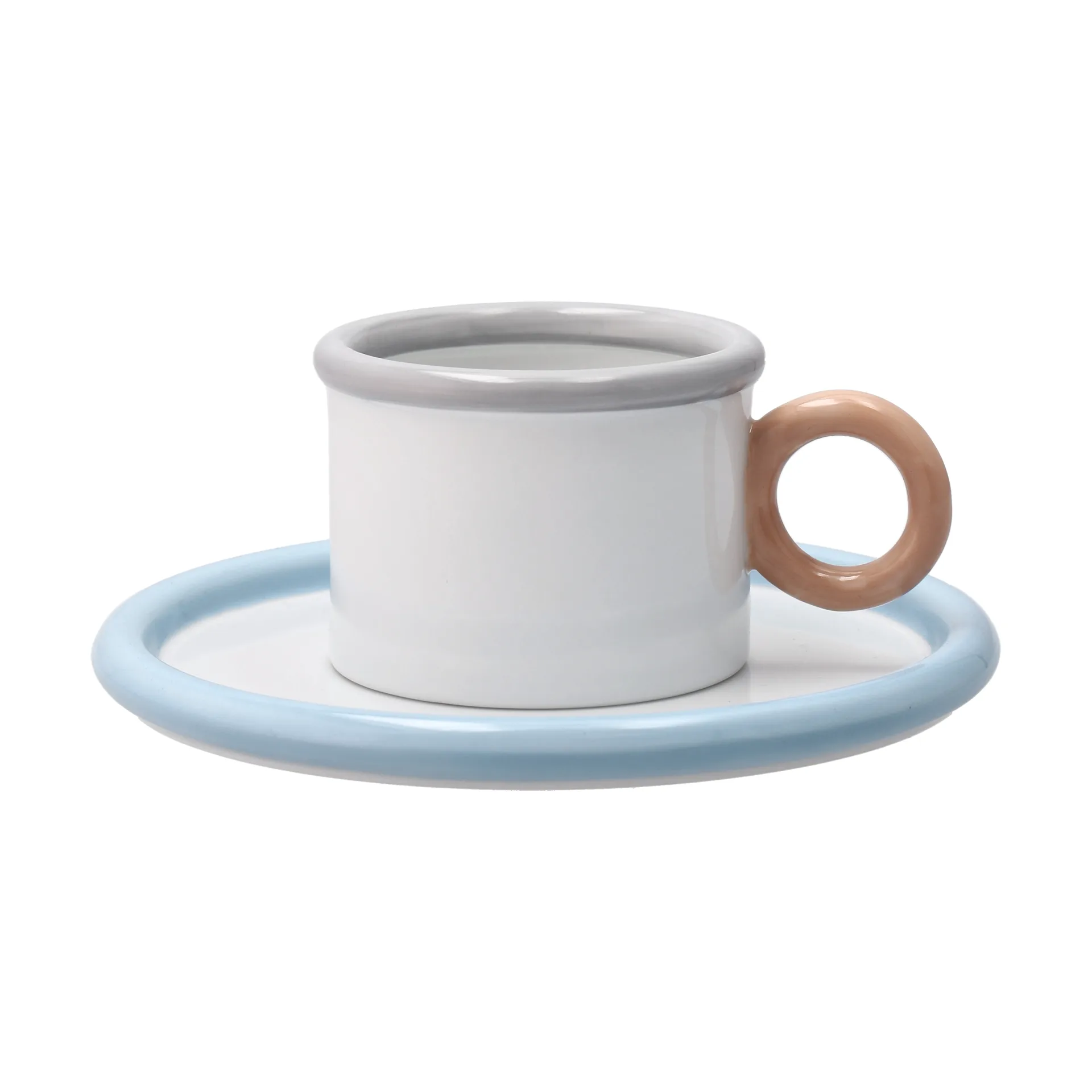 Chunky cup with saucer, Blue-grey Scandi Living