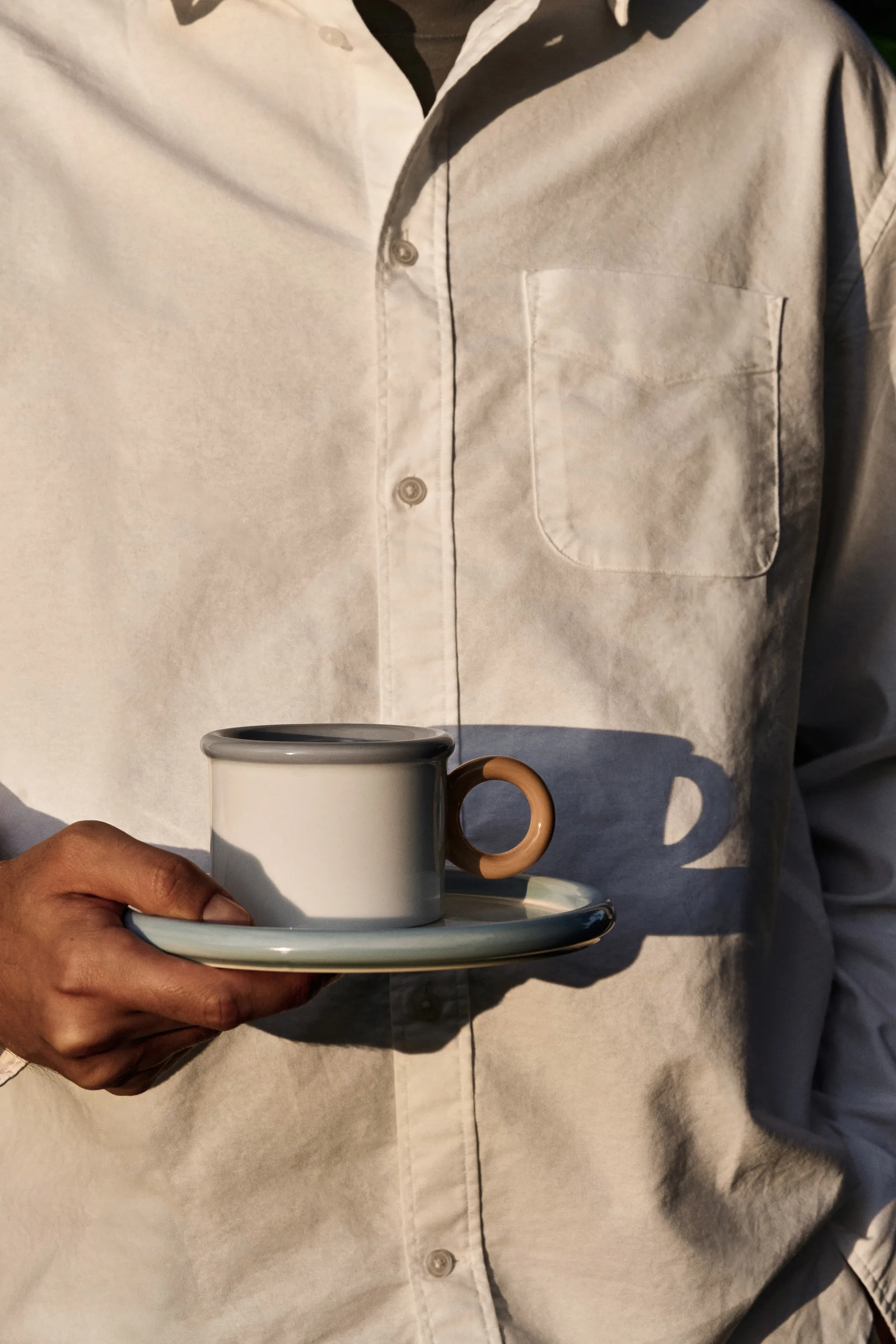 Chunky cup with saucer, Blue-grey Scandi Living