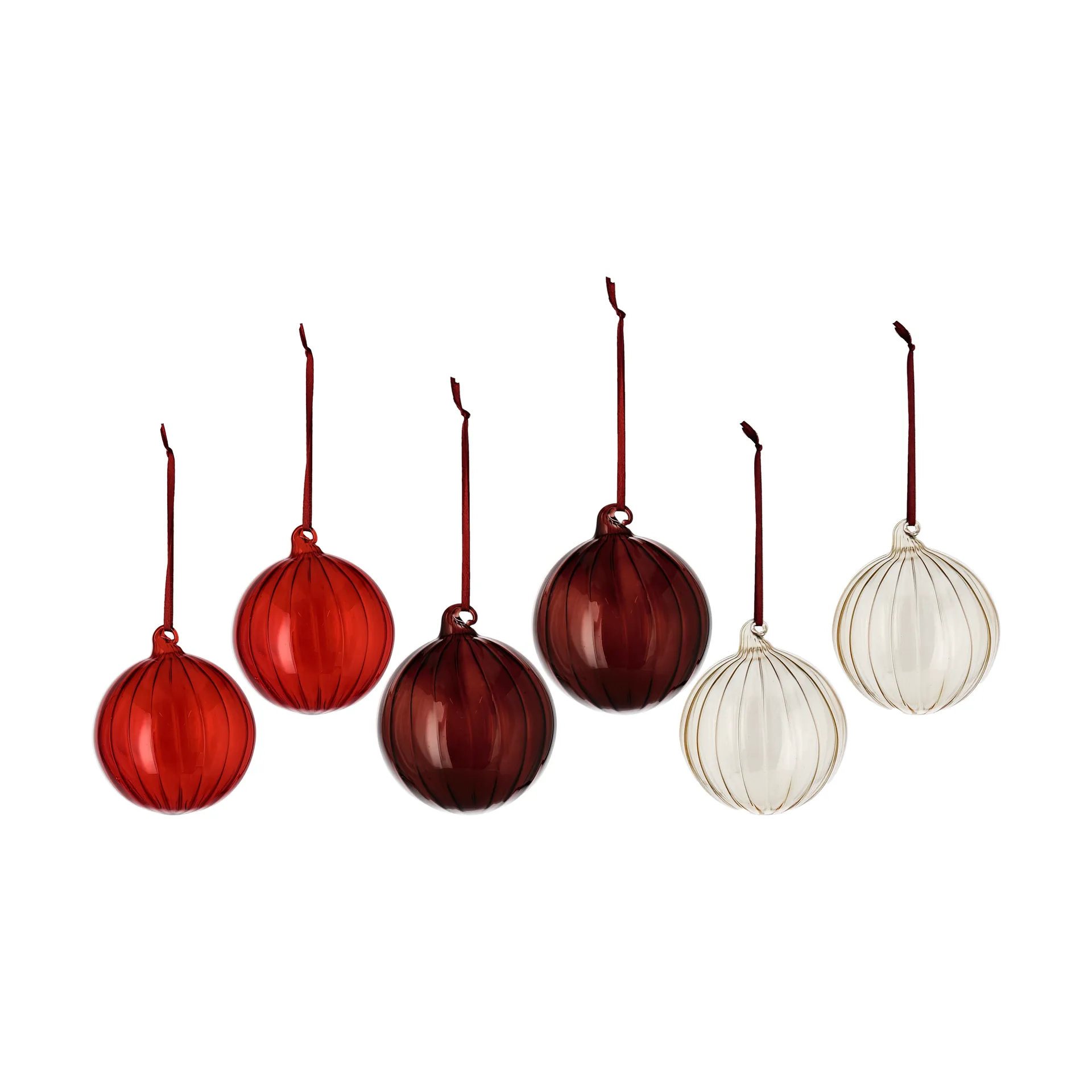 Clarity Christmas bauble Ø8 cm 6-pack, Red Scandi Living