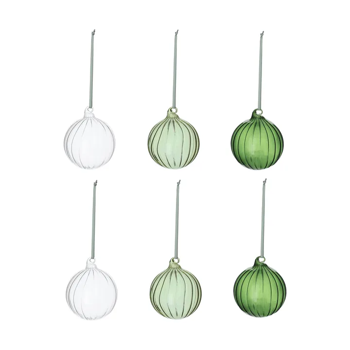 Clarity Christmas baubles, 6 pieces - Green - Scandi Living