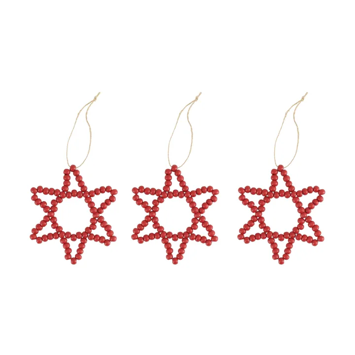 Craft Christmas tree ornament star 3-pack - Red - Scandi Living