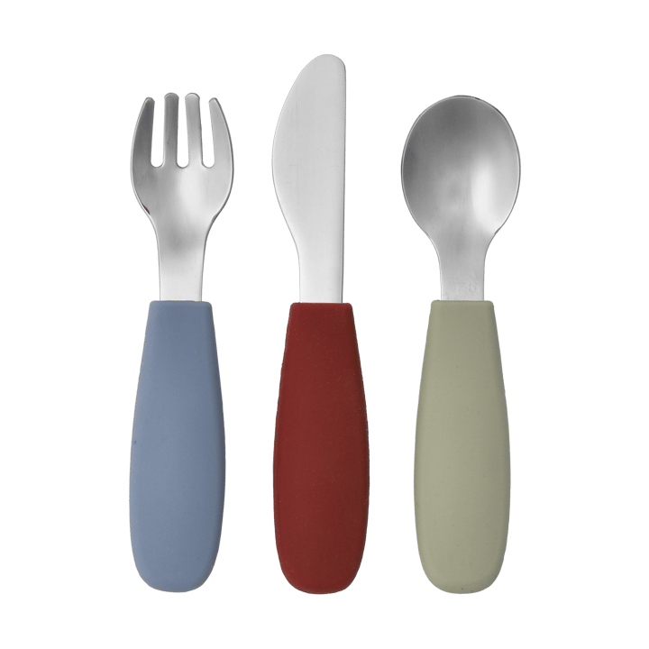Dine cutlery set silicone 3 pieces - Green-Blue - Scandi Living