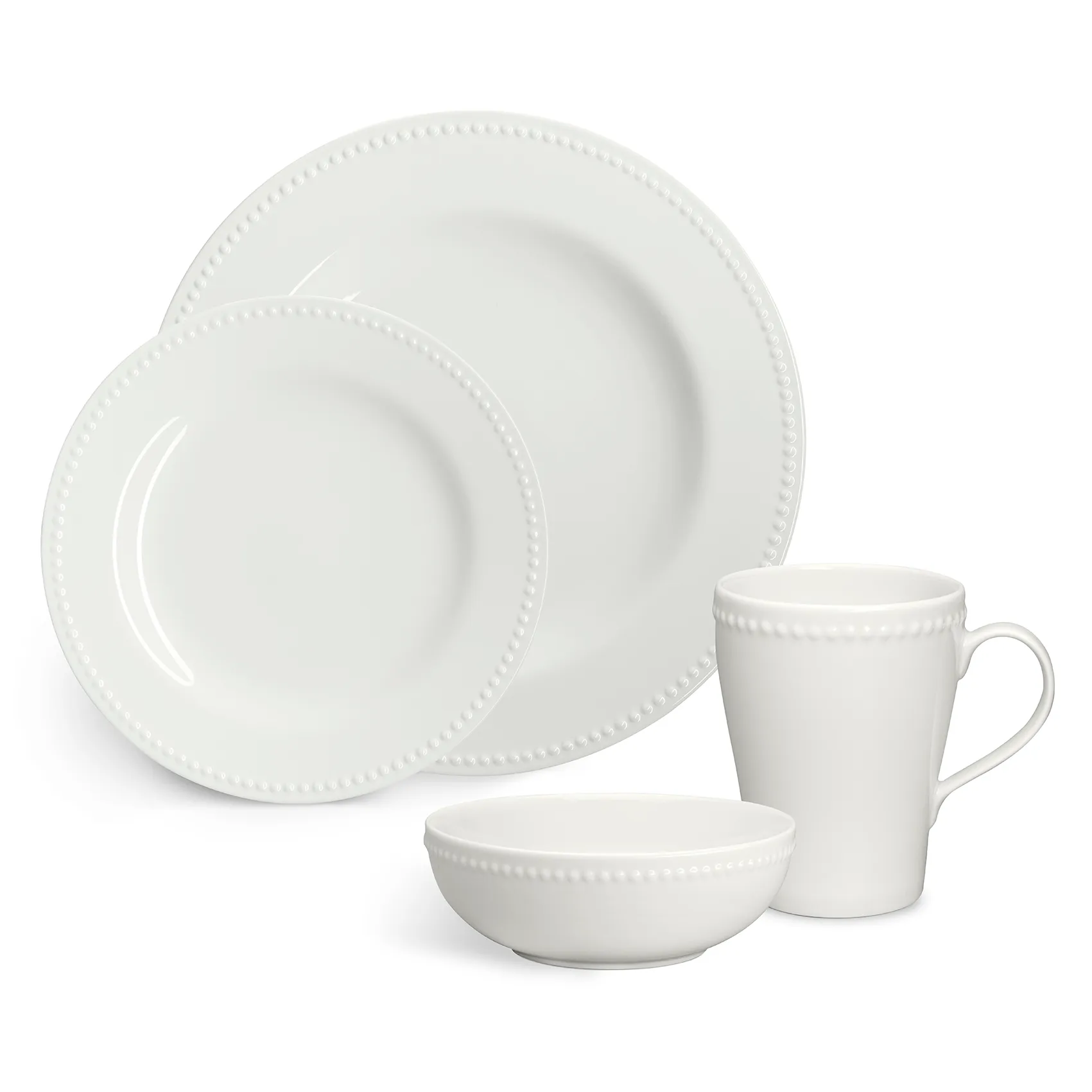 Dots plate 28 cm 4-pack, Creamy white Scandi Living
