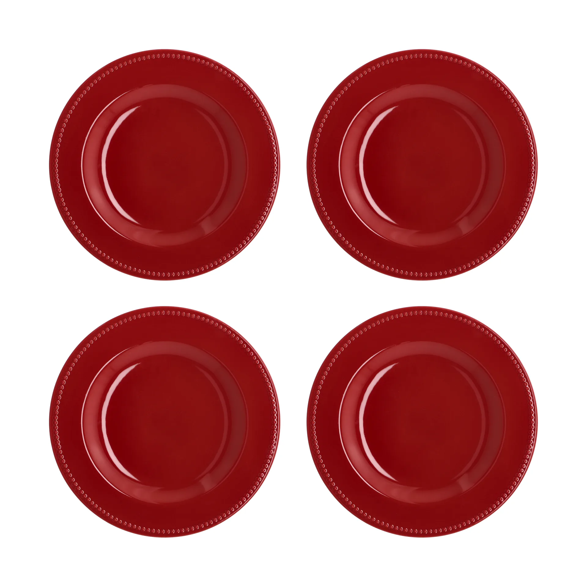 Dots plate 28 cm 4-pack, Red Scandi Living