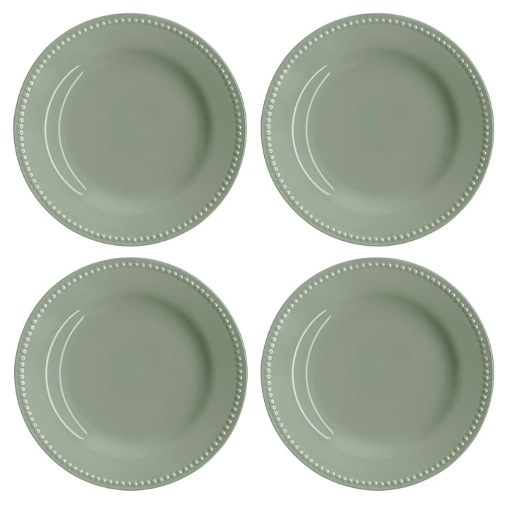 Dots small plate 22 cm 4-pack - green - Scandi Living