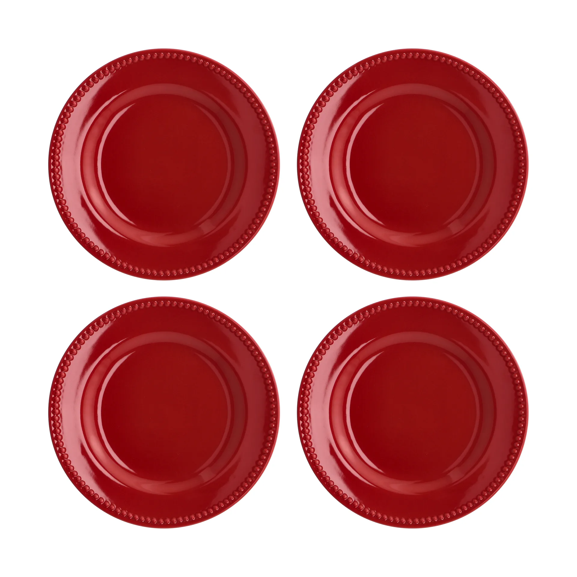 Dots small plate 22 cm 4-pack, Red Scandi Living